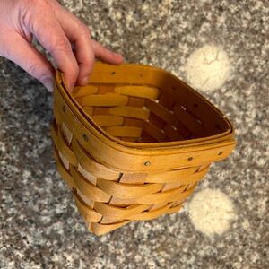 Longaberger 5.25” square x 4” tall wood basket 1995